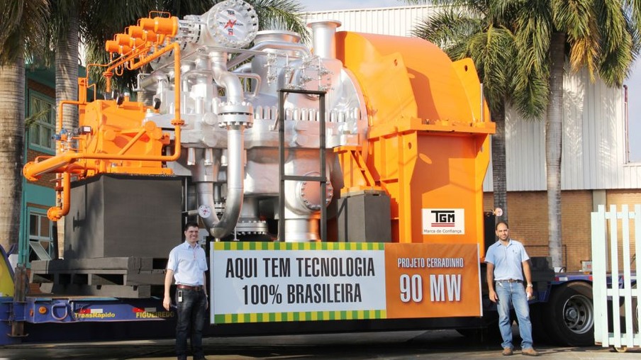 Turbina de 90 MW, em exposição na TGM, em Sertãozinho (SP)
